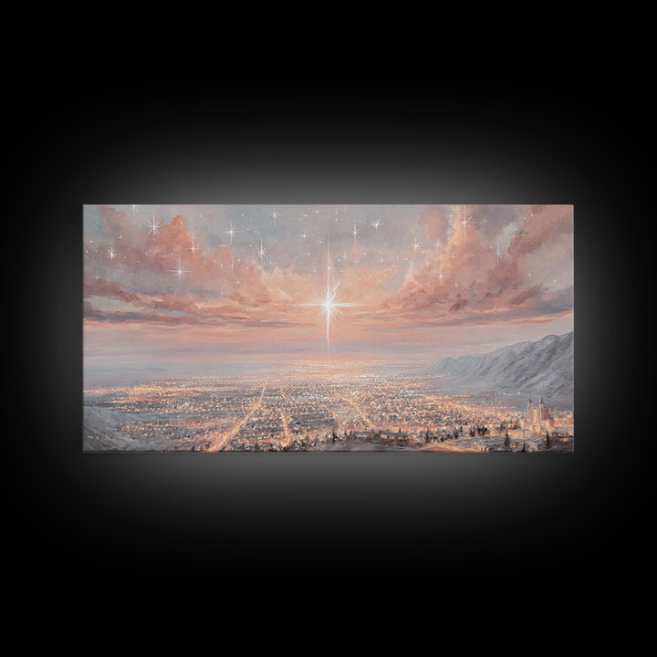 Celestial Dawn Light | Framed Canvas Print | Christian Christmas Art | Christian Art Prints | Christmas Wall Art | Christian Wall Art | Uni