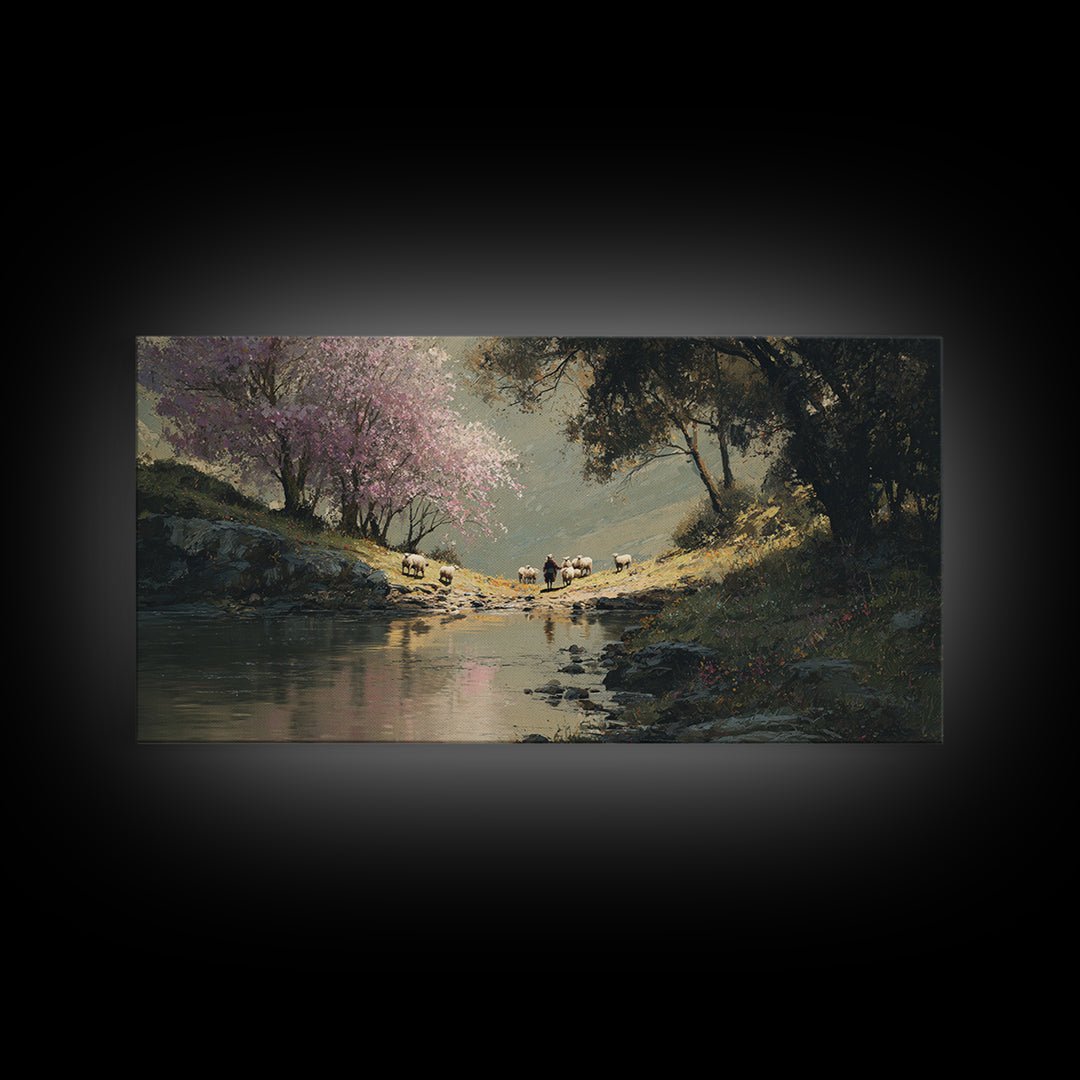 Shepherd’s Path – Framed Canvas Print – Christian Art Canvas – Christian Wall Art – Christian Painting – Christmas Art – Christian Decorati