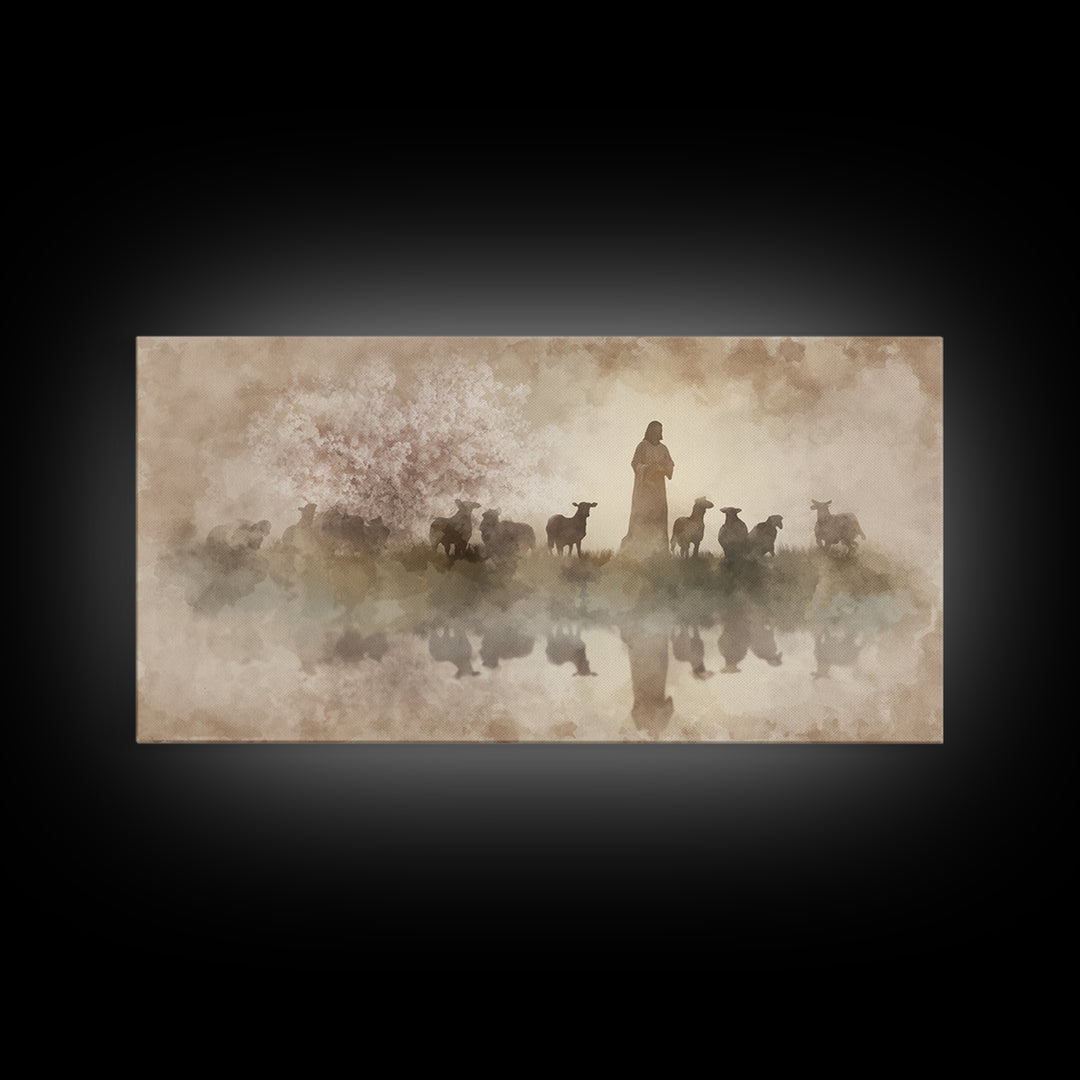 Guiding Shepherd – Framed Canvas Print – Christian Wall Art – Jesus Painting – Christian Art Canvas – Christian Christmas Art – Christian A