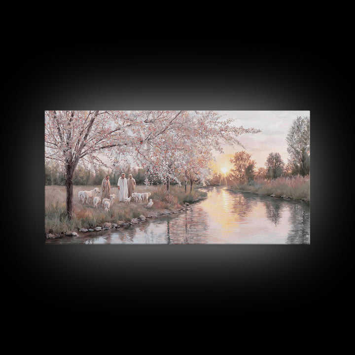 Riverside Disciples – Framed Canvas Print – Christian Art Canvas – Christian Wall Art – Jesus Painting – Christmas Art – Christian Decorati