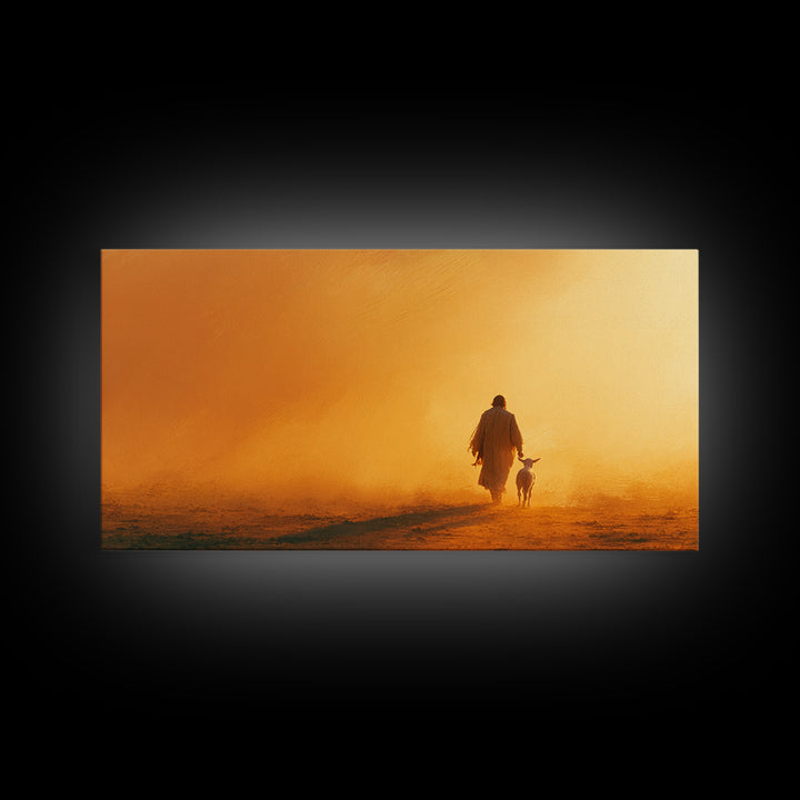 Desert Shepherd – Framed Canvas Print – Christian Wall Art – Christian Art Painting – Jesus Painting – Christian Decor – Christmas Art