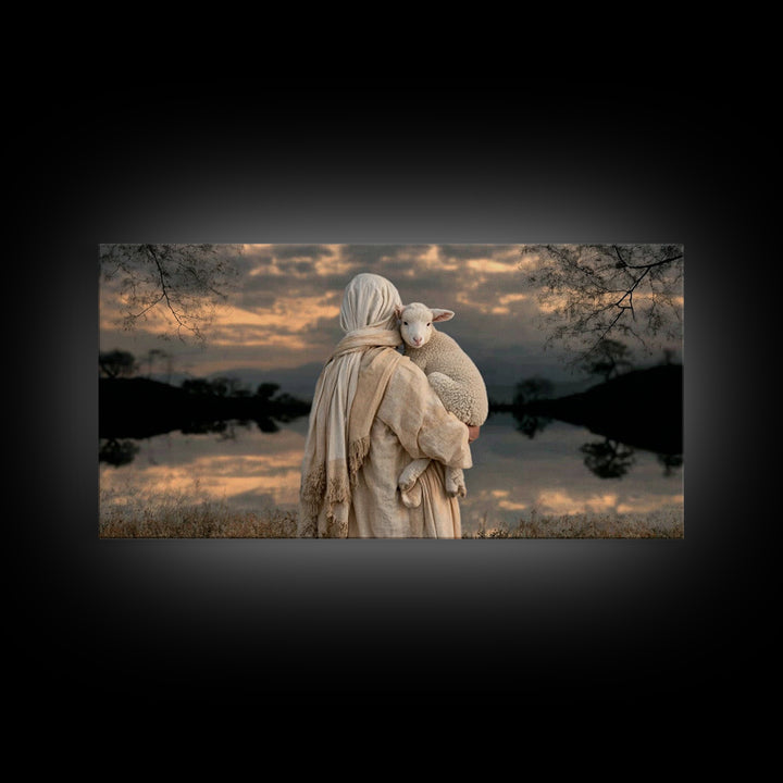 Lamb Of Comfort – Framed Canvas Print – Christian Wall Art – Jesus Painting – Christian Art Canvas – Christian Gift Ideas – Christmas Art