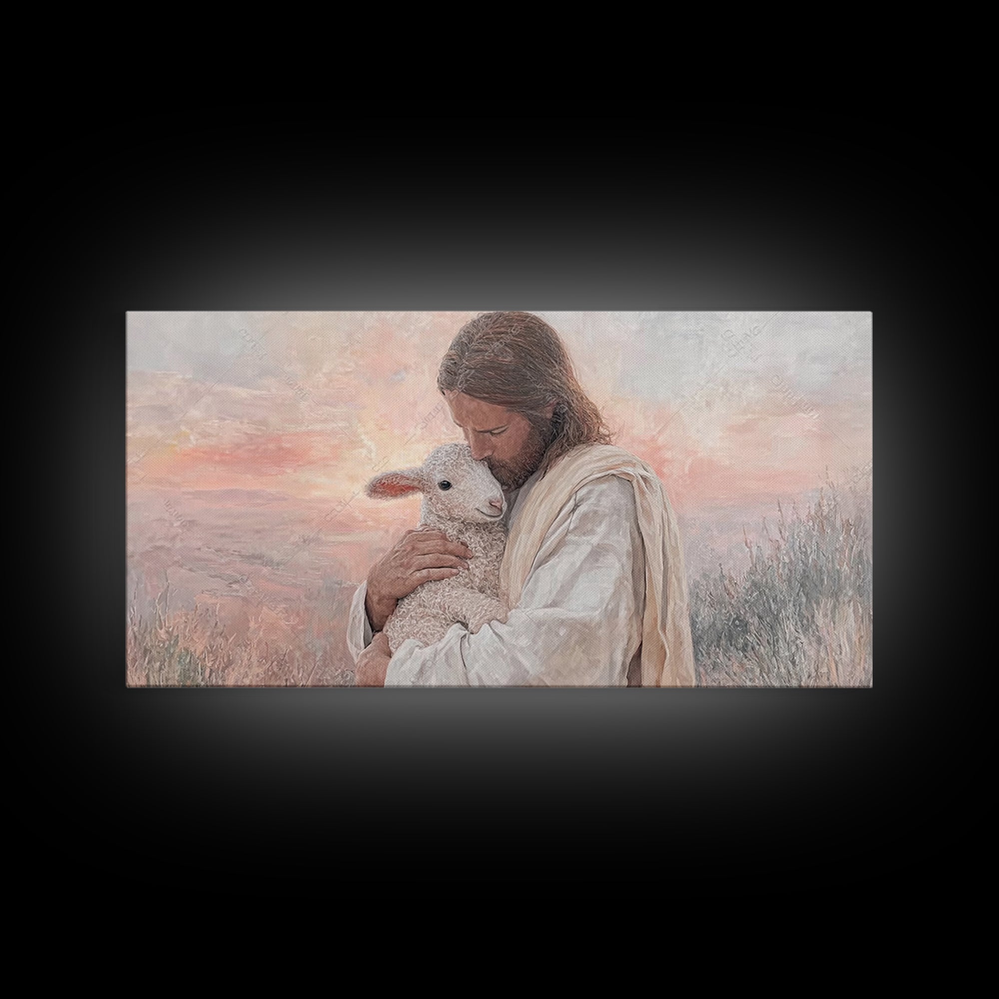 Shepherd's Embrace – Framed Canvas Print – Christian Wall Art – Jesus Painting – Christian Art Canvas – Christian Christmas Art