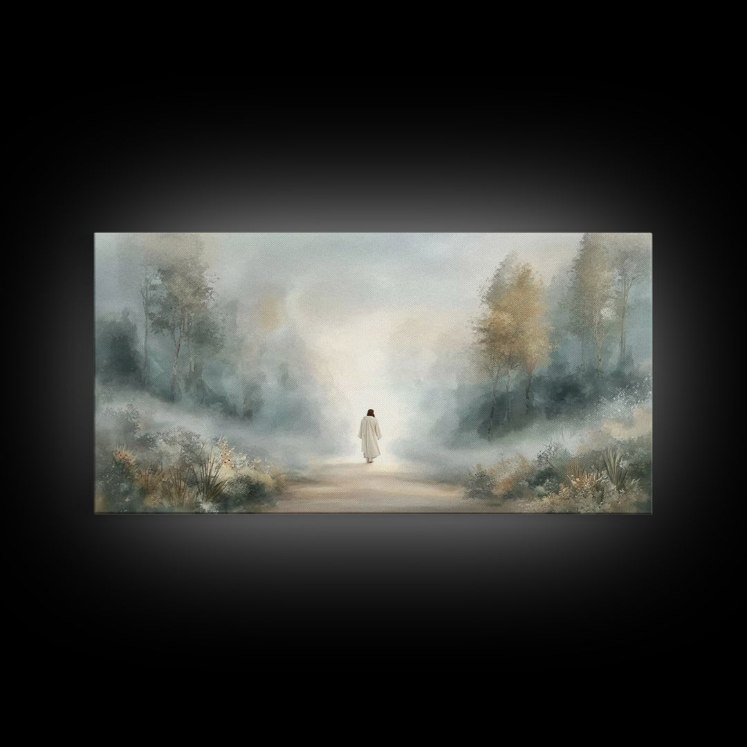 Misty Refuge – Framed Canvas Print – Christian Art – Christian Art Canvas – Large Christian Painting – Jesus Canvas Art