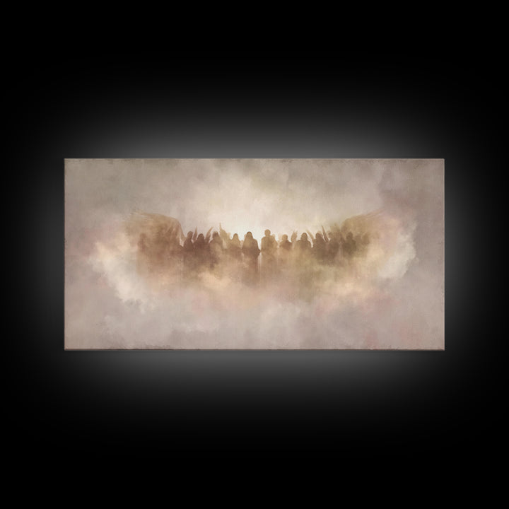 Clouds Of Glory - Framed Canvas Print - Christian Art Print - Subtle Christian Art - Christmas Art Prints - Christian Decor For Home - Vint