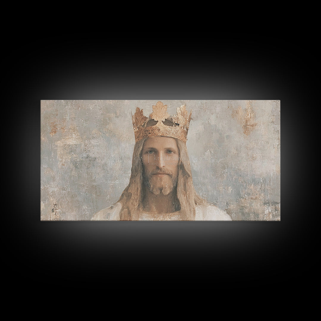 King Of Grace – Framed Canvas Print – Christian Art Canvas – Christian Wall Art – Jesus Painting – Christian Art Print – Christmas Art Fram
