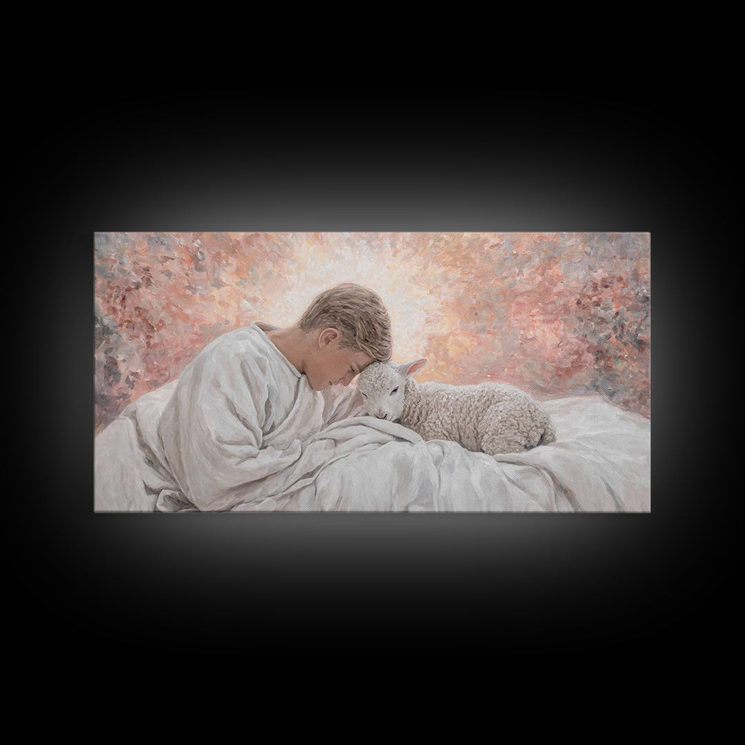 Shepherd Child Light – Framed Canvas Print – Jesus Painting – Christian Art Canvas – Christian Wall Art – Christian Christmas Art – Christi