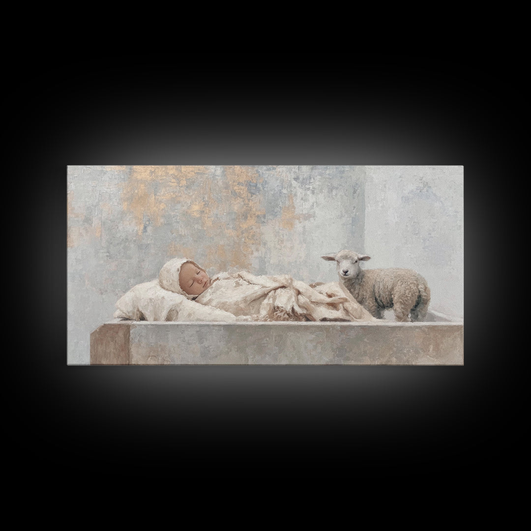 Infant Peace – Framed Canvas Print – Christian Christmas Art – Christian Wall Art – Jesus Painting – Christian Art Canvas – Christmas Art