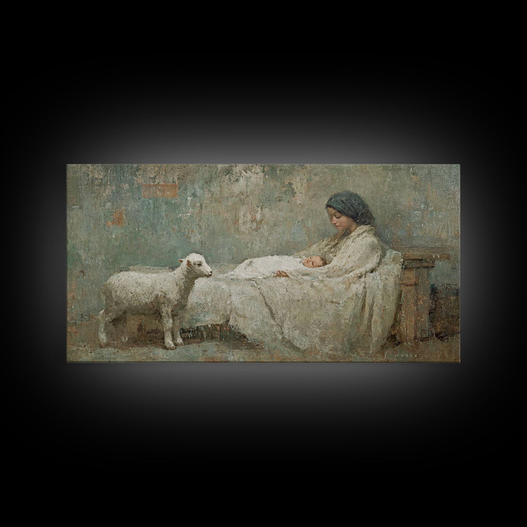 Mother’s Vigil – Framed Canvas Print – Christian Art Canvas – Christian Wall Art – Jesus Painting – Christian Decor – Christian Christmas A