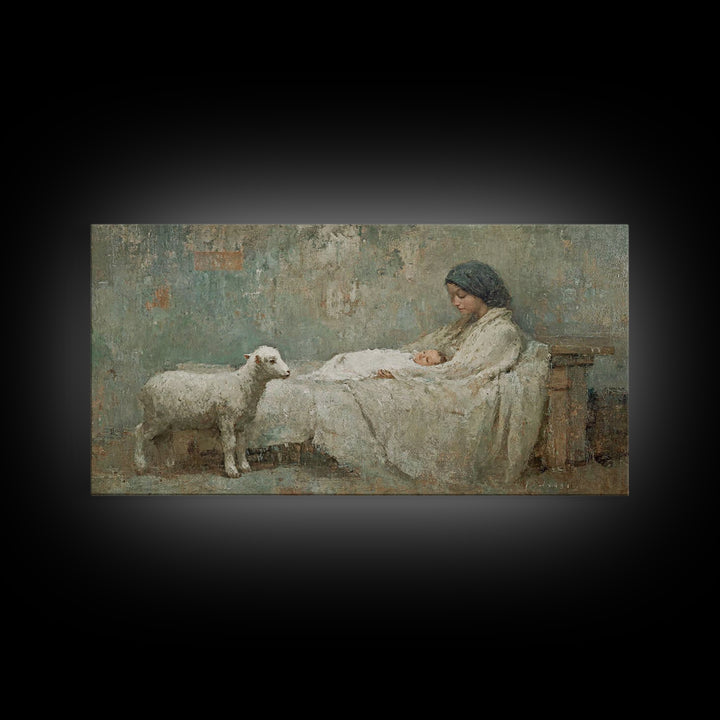 Mother’s Vigil – Framed Canvas Print – Christian Art Canvas – Christian Wall Art – Jesus Painting – Christian Decor – Christian Christmas A