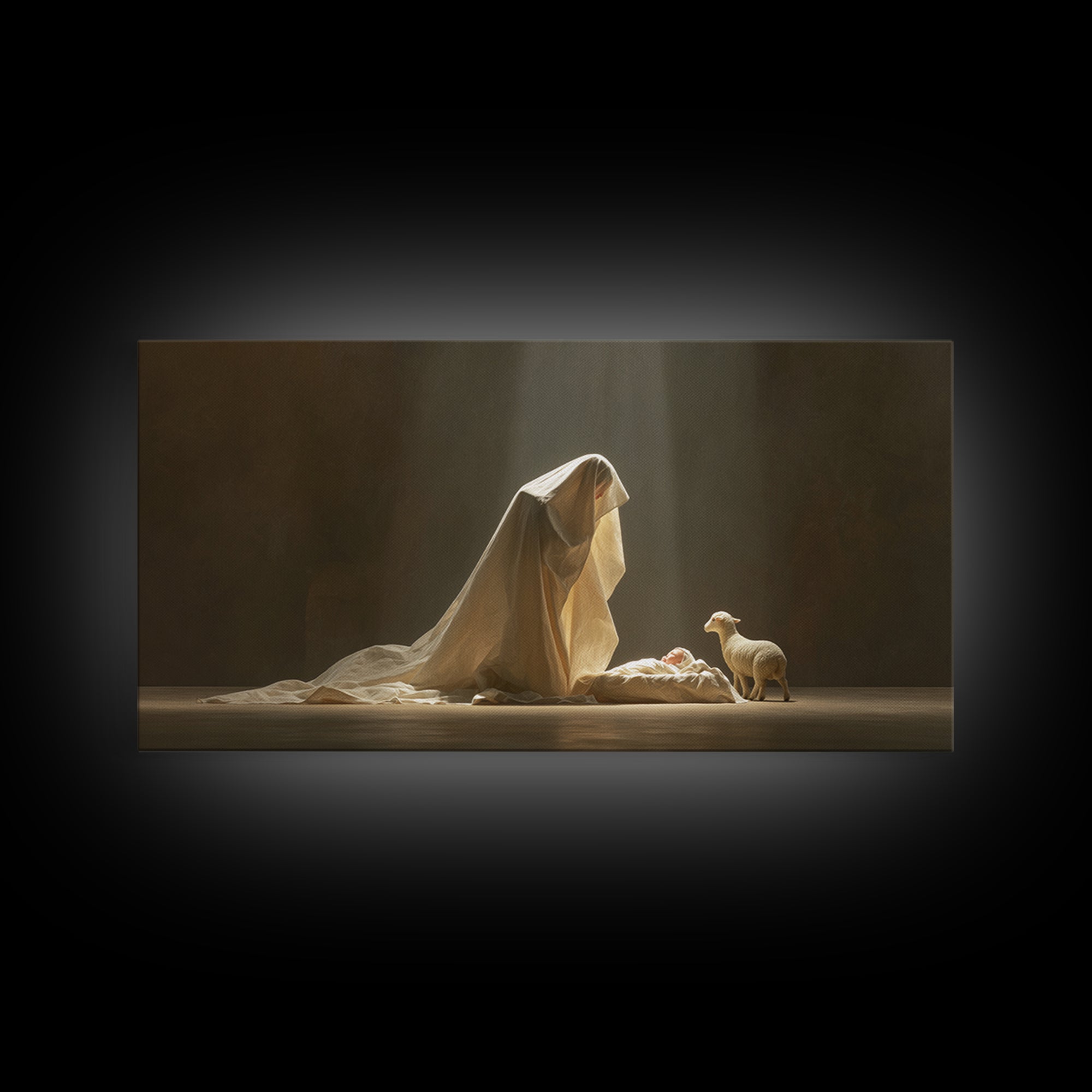 Sacred Adoration – Framed Canvas Print – Christian Art Canvas – Christian Christmas Art – Christian Wall Art – Christian Decor – Jesus Pain