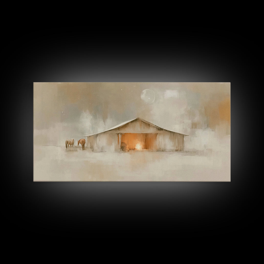 Quiet Manger – Framed Canvas Print – Christian Art Canvas – Christmas Art – Christian Wall Art – Christian Decor – Christian Christmas Art