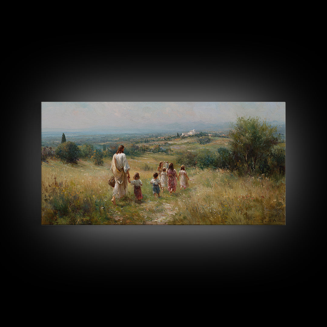 Shepherd’s Path Light – Framed Canvas Print – Jesus Painting – Christian Art Canvas – Christian Wall Art – Christian Art – Christian Gift I