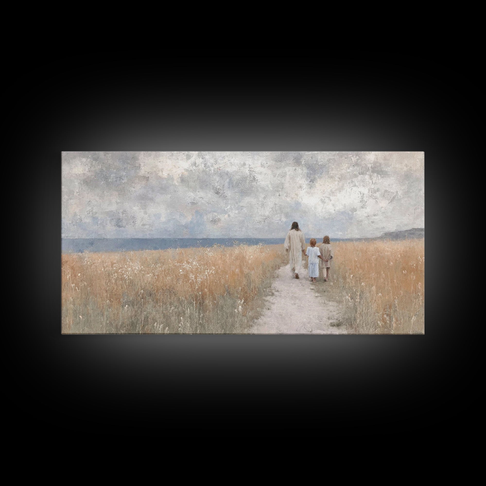Fields Of Grace – Framed Canvas Print – Christian Art Canvas – Jesus Painting – Christian Wall Art – Christian Art – Christian Gift