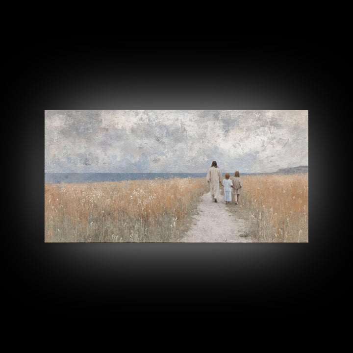 Fields Of Grace – Framed Canvas Print – Christian Art Canvas – Jesus Painting – Christian Wall Art – Christian Art – Christian Gift