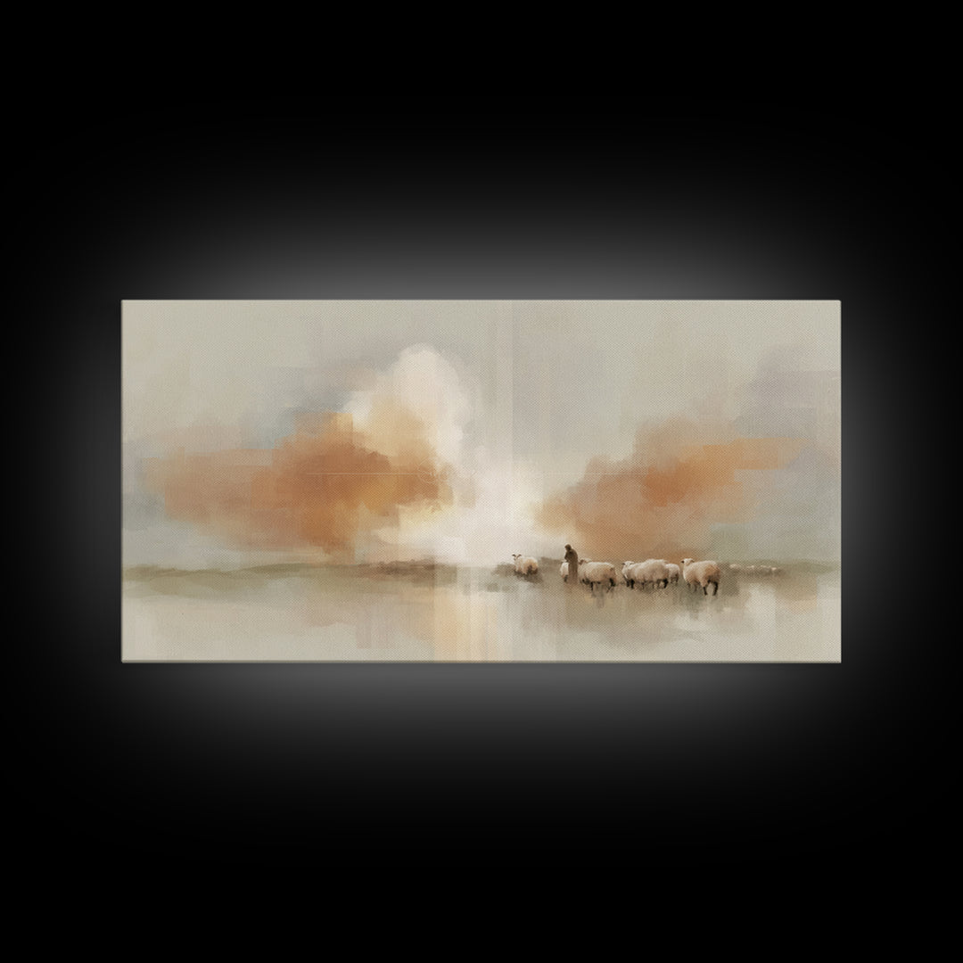 Soft Horizon Grace – Framed Canvas Print – Christian Art Painting – Christian Wall Art – Subtle Christian Art – Christian Art Canvas – Chri
