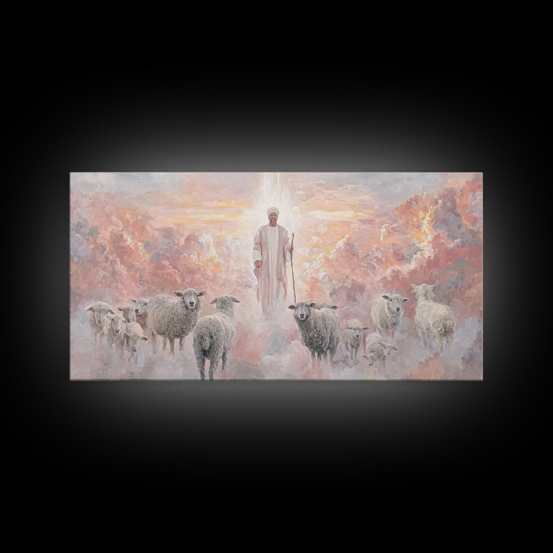 Glory Of The Shepherd – Framed Canvas Print – Jesus Painting – Christian Art Canvas – Christian Christmas Art – Christian Wall Art – Large