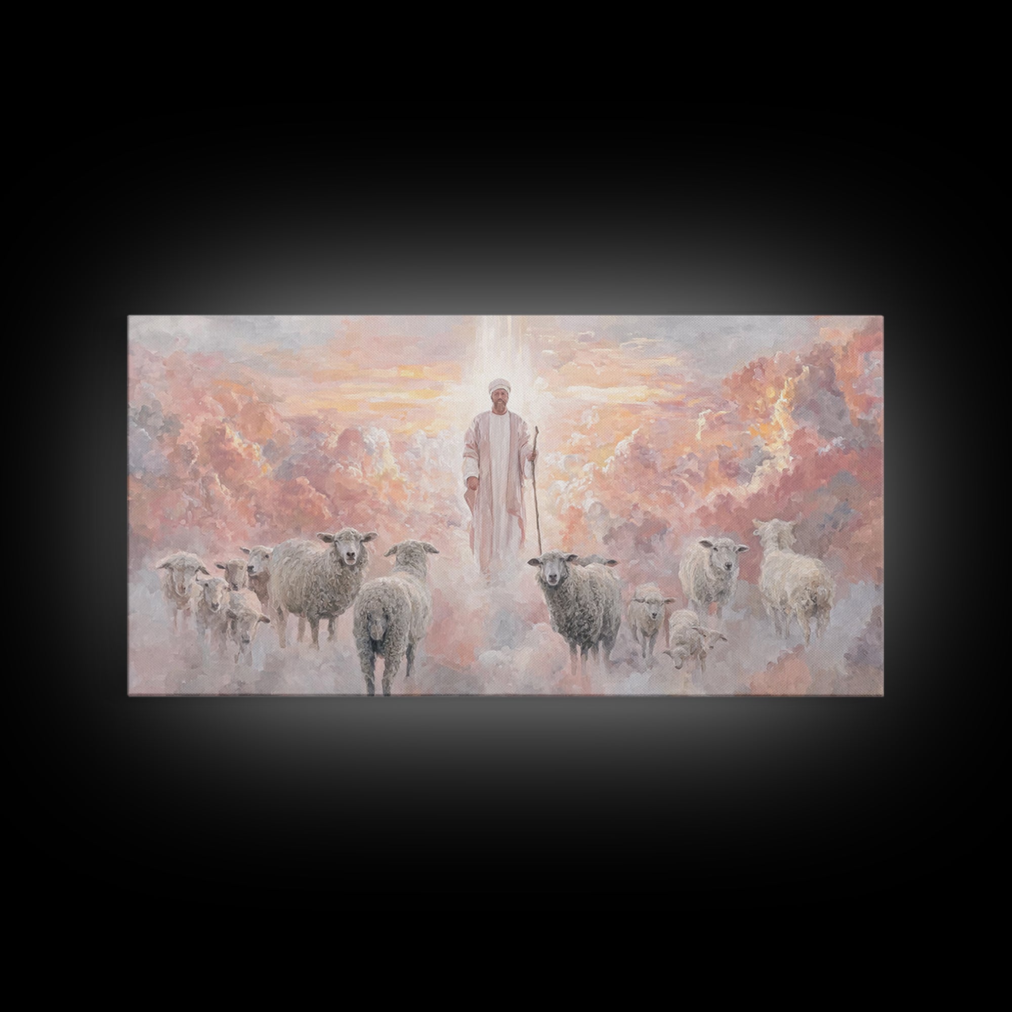 Glory Of The Shepherd – Framed Canvas Print – Jesus Painting – Christian Art Canvas – Christian Christmas Art – Christian Wall Art – Large