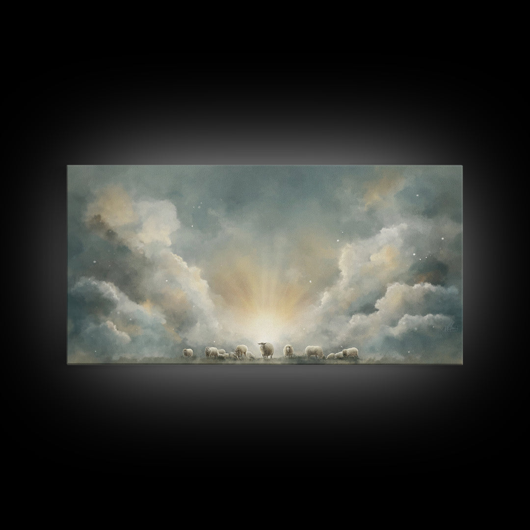 Shepherd’s Dawn Peace – Framed Canvas Print – Christian Art Canvas – Christian Wall Art – Christian Painting – Subtle Christian Art – Chris