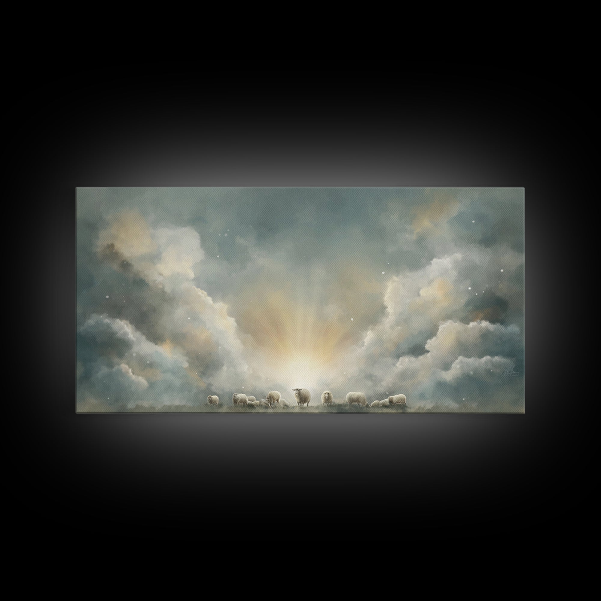 Shepherd’s Dawn Peace – Framed Canvas Print – Christian Art Canvas – Christian Wall Art – Christian Painting – Subtle Christian Art – Chris