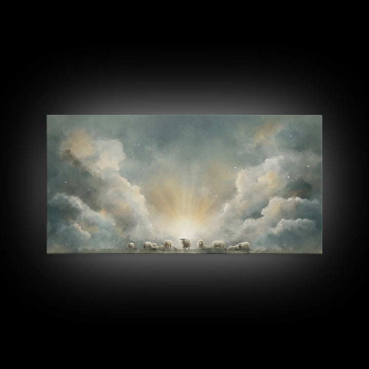 Shepherd’s Dawn Peace – Framed Canvas Print – Christian Art Canvas – Christian Wall Art – Christian Painting – Subtle Christian Art – Chris