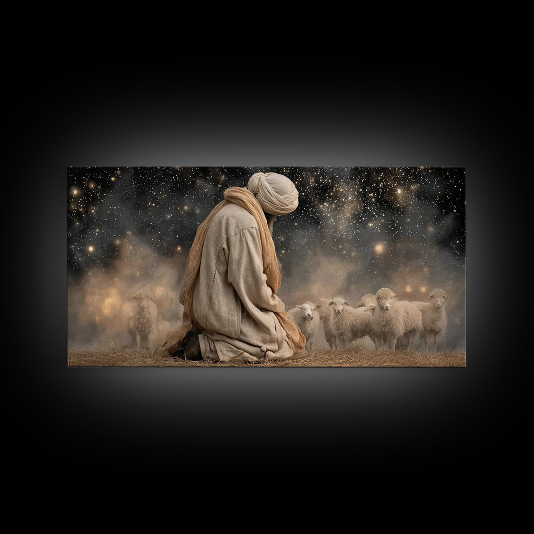 The Guiding Star – Framed Canvas Print – Christian Wall Art – Jesus Painting – Christian Art Canvas – Christian Christmas Art – Pastoral Sc