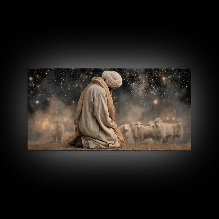 The Guiding Star – Framed Canvas Print – Christian Wall Art – Jesus Painting – Christian Art Canvas – Christian Christmas Art – Pastoral Sc