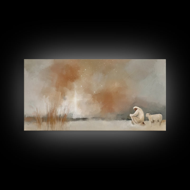 Humble Devotion – Framed Canvas Print – Christian Art Canvas – Christian Wall Art – Jesus Painting – Christmas Art – Christian Christmas De
