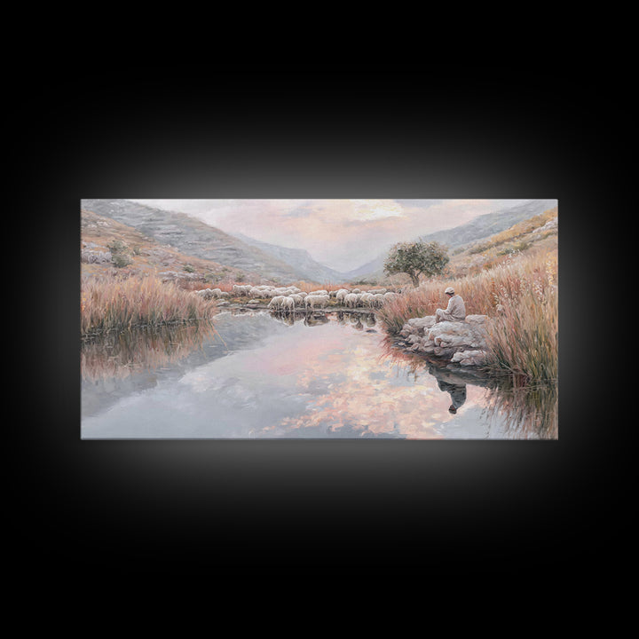 Pastoral Reverence – Framed Canvas Print – Christian Art Canvas – Christian Wall Art – Christian Christmas Art – Jesus Painting – Christmas