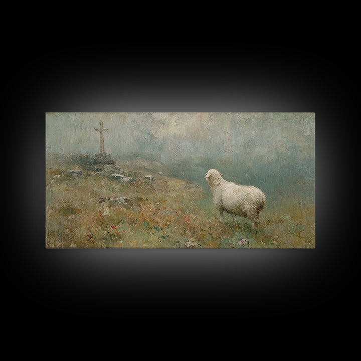 Path To Calvary, Framed Canvas Print, Christian Art Canvas, Christian Wall Art, Christian Art Work, Christian Painting, Christian Decor, Ch