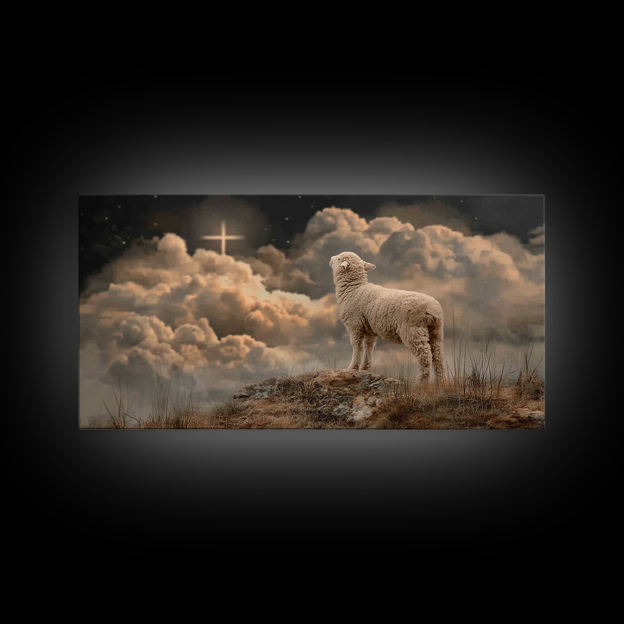 Lamb Of Glory – Framed Canvas Print – Christian Art – Christian Art Canvas – Christian Wall Art – Christian Paintings – Christian Decor – C