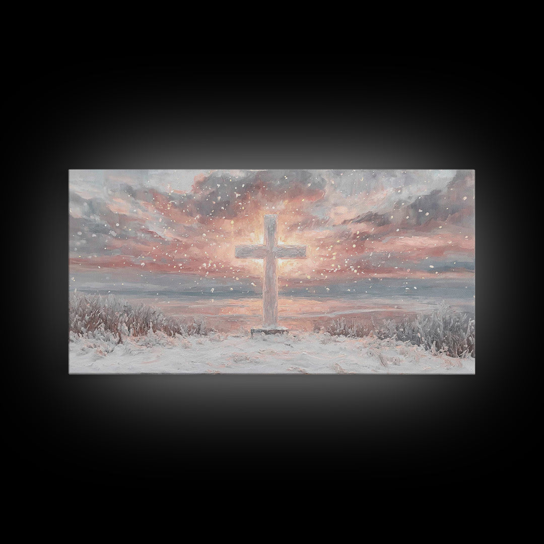 Radiant Dawn Cross – Framed Canvas Print – Christian Wall Art – Christian Art Canvas – Christmas Canvas Wall Art – Christian Decor For Home