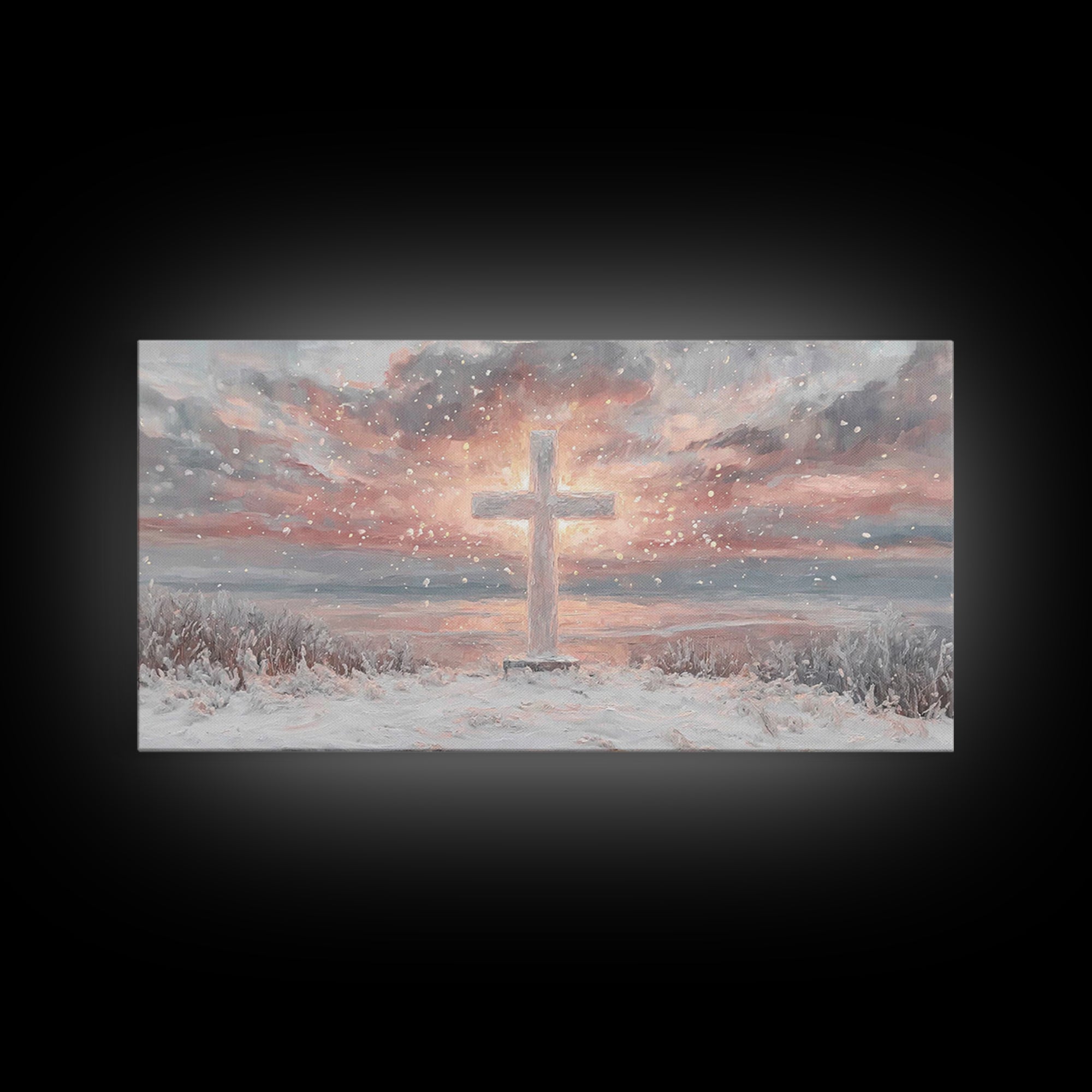 Radiant Dawn Cross – Framed Canvas Print – Christian Wall Art – Christian Art Canvas – Christmas Canvas Wall Art – Christian Decor For Home