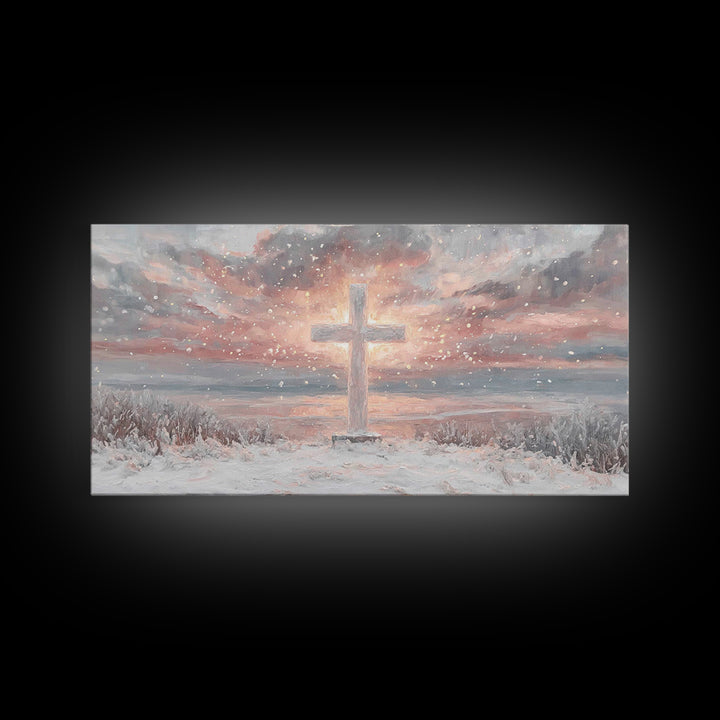 Radiant Dawn Cross – Framed Canvas Print – Christian Wall Art – Christian Art Canvas – Christmas Canvas Wall Art – Christian Decor For Home