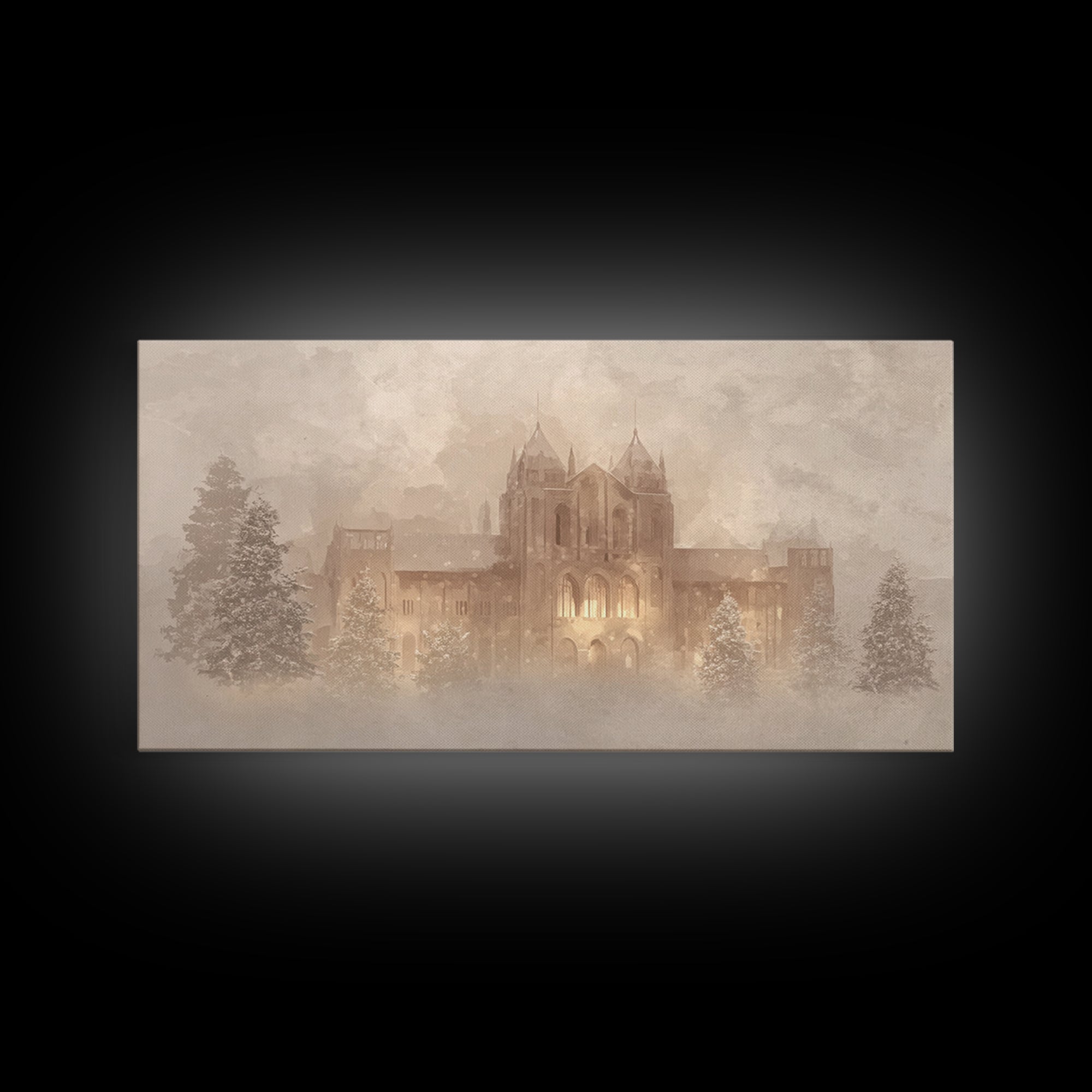Sanctuary In Snow – Framed Canvas Print – Christian Wall Art – Vintage Christmas Art – Christian Art Canvas – Christmas Wall Art – Christia