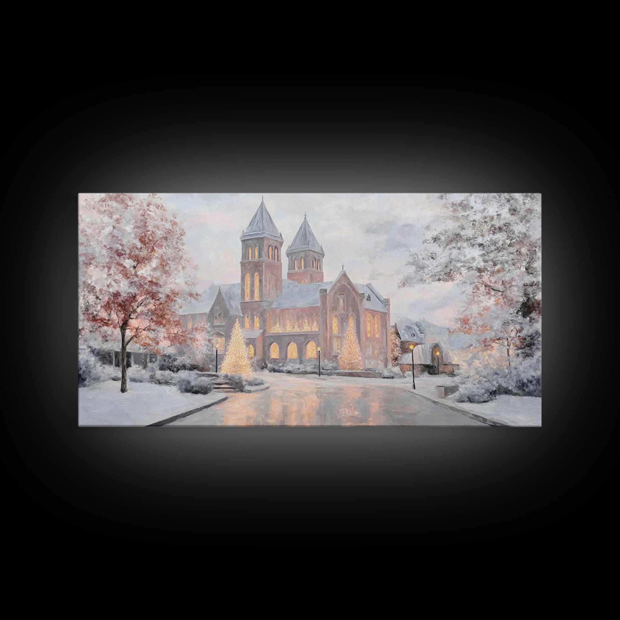 Holy Night Cathedral – Framed Canvas Print – Christian Christmas Art – Christian Wall Art – Framed Christmas Art – Christian Art Canvas – C