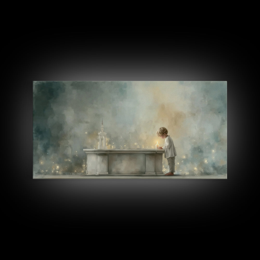 Candlelight Prayer – Framed Canvas Print – Christian Wall Art – Christian Art Canvas – Christmas Art – Christian Art Gift – Subtle Christia