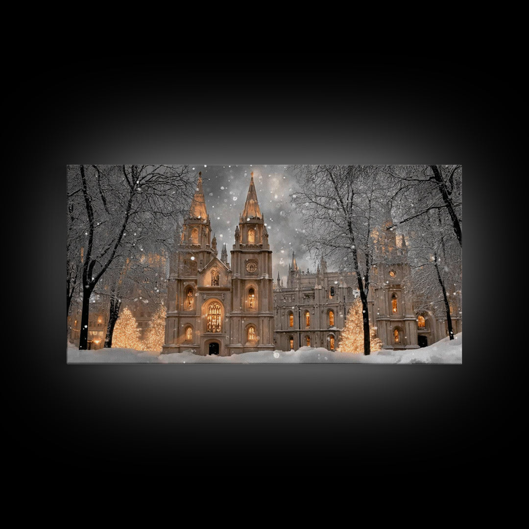 Winter Cathedral Glory – Framed Canvas Print – Christian Wall Art – Christmas Wall Art – Christian Art Canvas – Framed Christmas Art – Chri