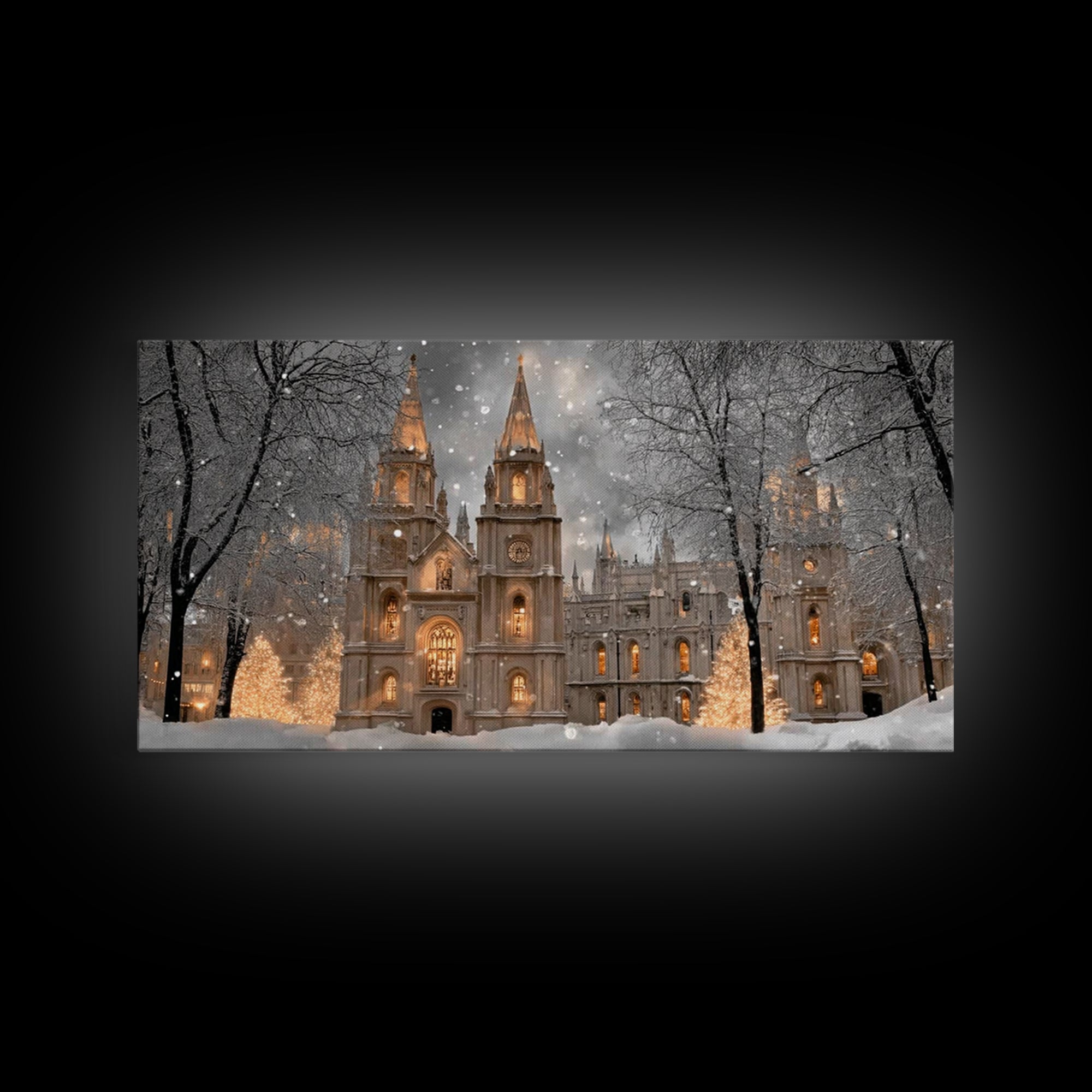 Winter Cathedral Glory – Framed Canvas Print – Christian Wall Art – Christmas Wall Art – Christian Art Canvas – Framed Christmas Art – Chri