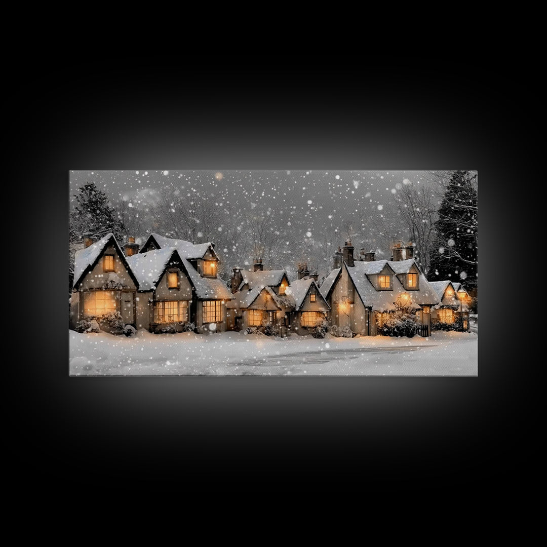 Village Noel Peace – Framed Canvas Print – Christmas Wall Art – Christian Christmas Art – Christmas Art Prints – Christian Art Canvas – Hol