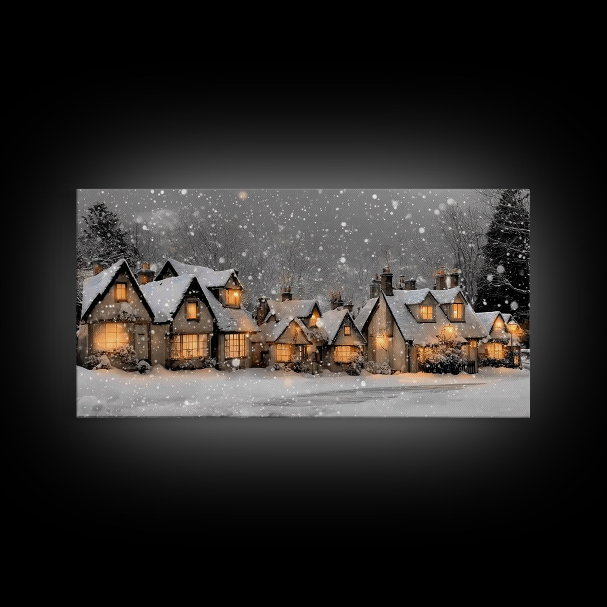 Village Noel Peace – Framed Canvas Print – Christmas Wall Art – Christian Christmas Art – Christmas Art Prints – Christian Art Canvas – Hol