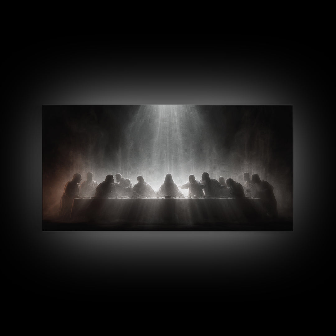 Celestial Feast, Framed Canvas Print, Christian Wall Art, Christian Art Canvas, Moody Christian Art, Jesus Painting, Christian Christmas Ar
