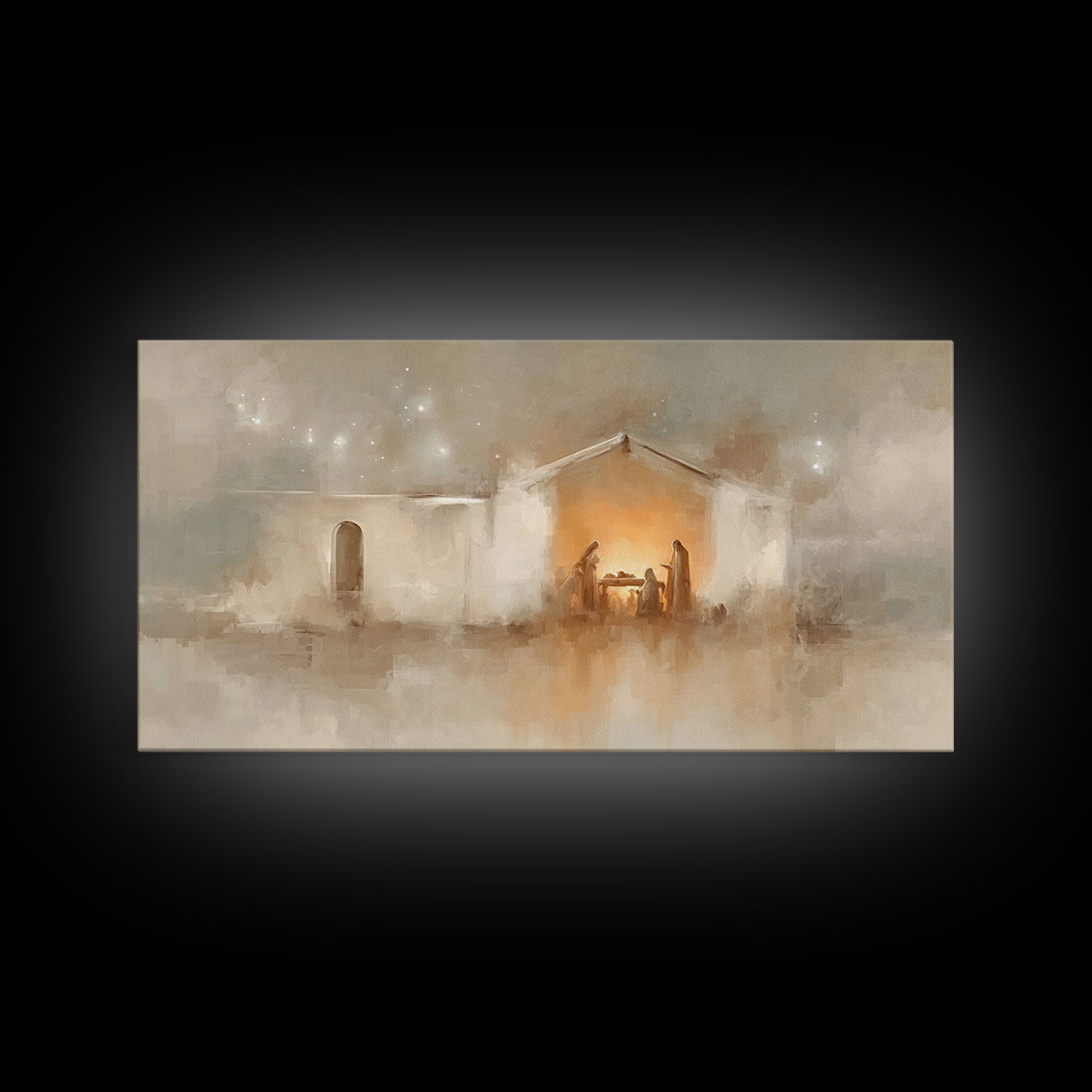 Bethlehem Dawn, Framed Canvas Print, Christian Art Canvas, Subtle Christian Art, Christian Wall Art, Jesus Christmas Art, Christmas Art Pri