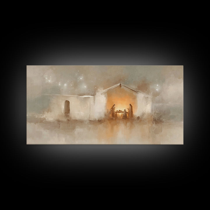 Bethlehem Dawn, Framed Canvas Print, Christian Art Canvas, Subtle Christian Art, Christian Wall Art, Jesus Christmas Art, Christmas Art Pri