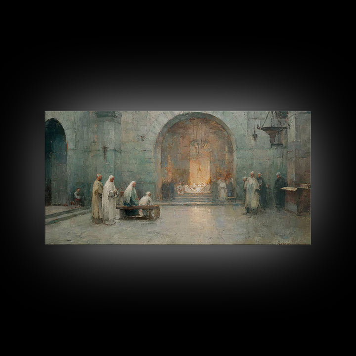 Chapel Nativity – Framed Canvas Print – Christian Art Canvas – Christian Wall Art – Vintage Christian Art – Christian Christmas Art – Chris