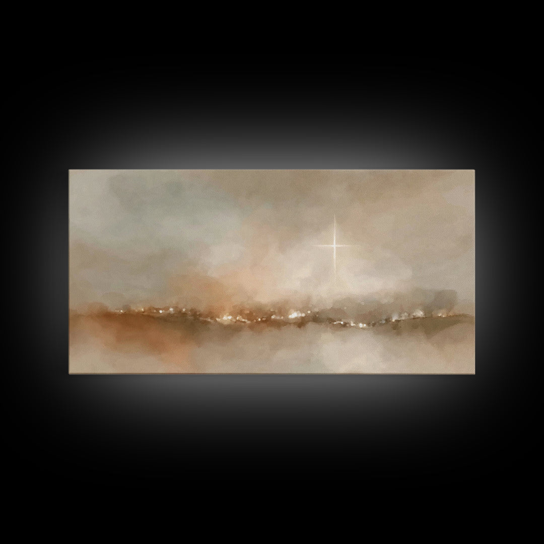 Desert Star Lit, Framed Canvas Print, Christian Christmas Art, Christian Art Canvas, Christmas Wall Art, Modern Christian Art, Christian De
