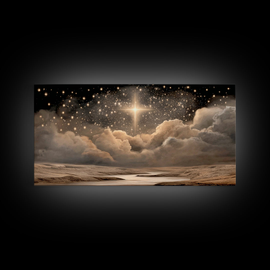 Heavenly Star Path | Framed Canvas Print | Christian Wall Art | Christian Art Canvas | Christmas Art | Christian Christmas Art | Unique Chr