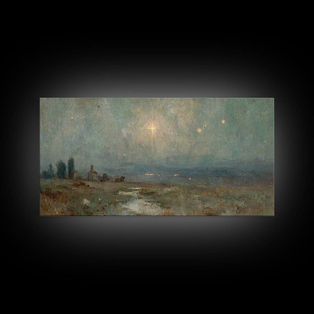 Star Of Bethlehem – Framed Canvas Print – Christian Art Prints – Christmas Wall Art – Jesus Christmas Art – Vintage Christian Art – Christi