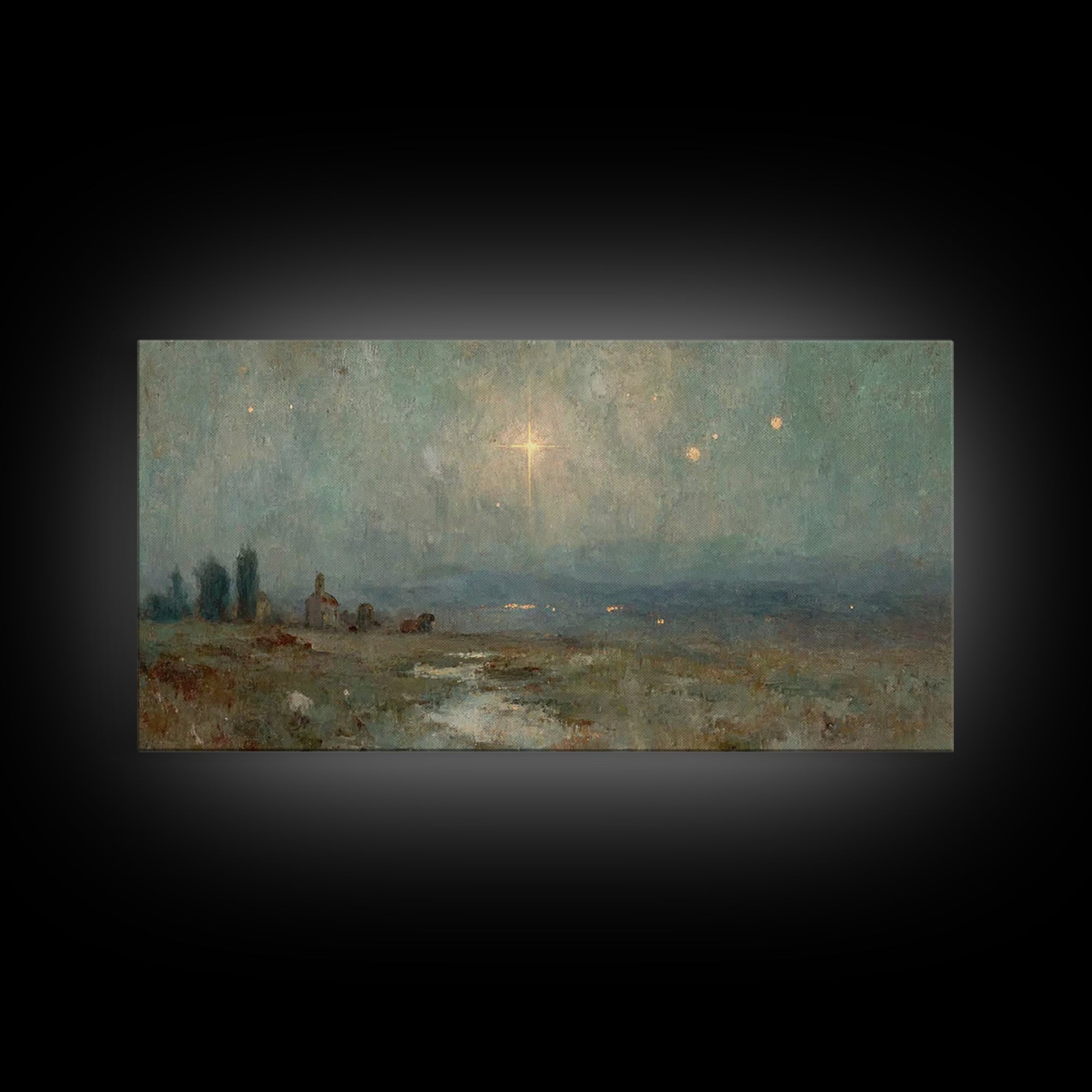 Star Of Bethlehem – Framed Canvas Print – Christian Art Prints – Christmas Wall Art – Jesus Christmas Art – Vintage Christian Art – Christi