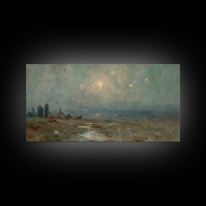Star Of Bethlehem – Framed Canvas Print – Christian Art Prints – Christmas Wall Art – Jesus Christmas Art – Vintage Christian Art – Christi